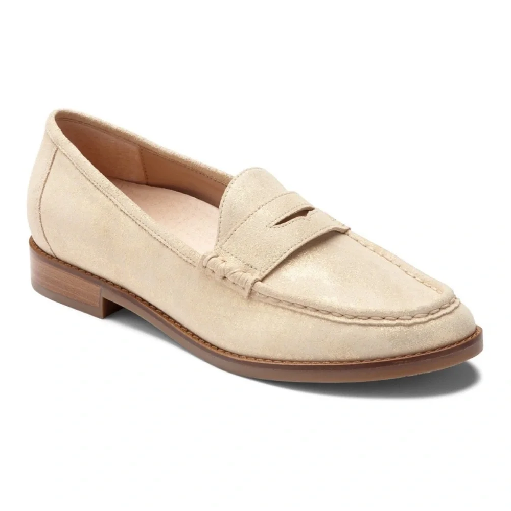 Vionic Orthotic Waverly Metallic Light Gold Penny Loafer size 10 NWOT